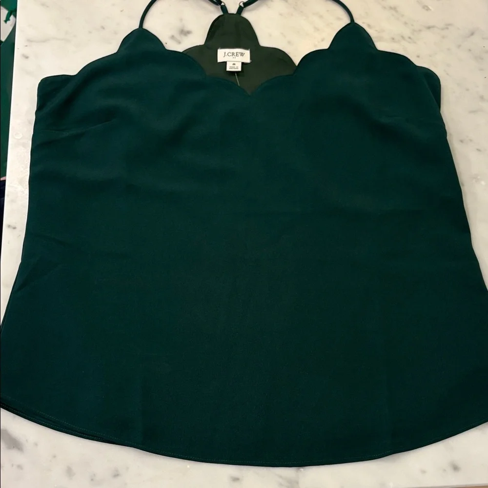 J. Crew Dark Teal Scalloped Neck Cami